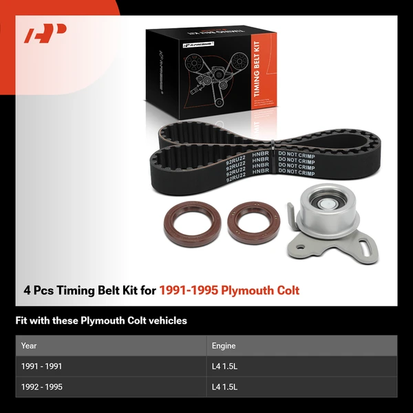 4 Pcs Timing Belt Kit for 1991-1995 Plymouth Colt