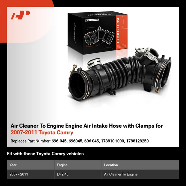 Air Cleaner To Engine Engine Air Intake Hose with Clamps for 2007-2011 Toyota Camry