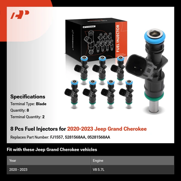8 Pcs Fuel Injectors for 2020-2023 Jeep Grand Cherokee