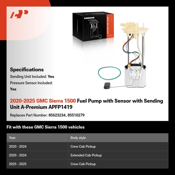 2020-2025 GMC Sierra 1500 Fuel Pump with Sensor with Sending Unit A-Premium APFP1419