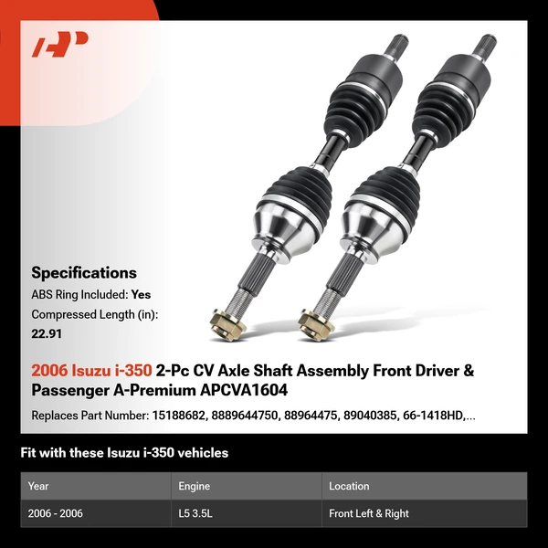 2006 Isuzu i-350 2-Pc CV Axle Shaft Assembly Front Driver & Passenger A-Premium APCVA1604