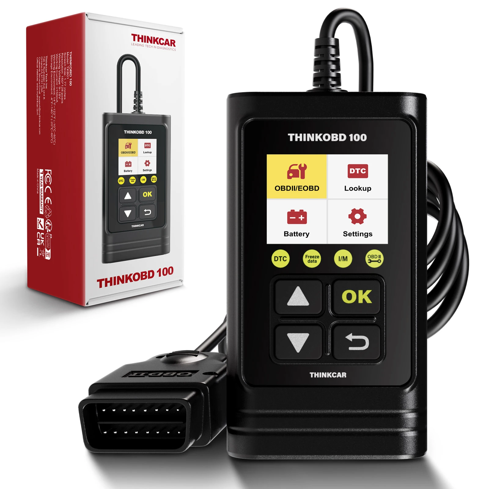 The A-premium THINKCAR OBD2 Scanner, ThinkOBD 100 Engine Fault Code Reader With Full OBD Functions Image 