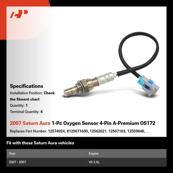 2007 Saturn Aura 1-Pc Oxygen Sensor 4-Pin A-Premium OS172