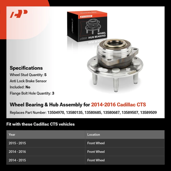 Wheel Bearing & Hub Assembly for 2014-2016 Cadillac CTS