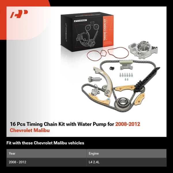 16 Pcs Timing Chain Kit with Water Pump for 2008-2012 Chevrolet Malibu