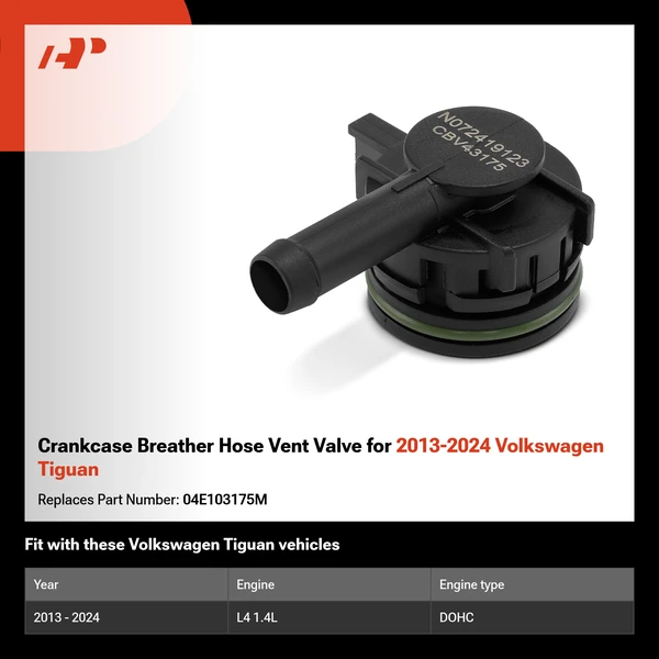 Crankcase Breather Hose Vent Valve for 2013-2024 Volkswagen Tiguan