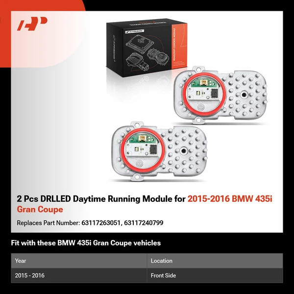 2 Pcs DRLLED Daytime Running Module for 2015-2016 BMW 435i Gran Coupe
