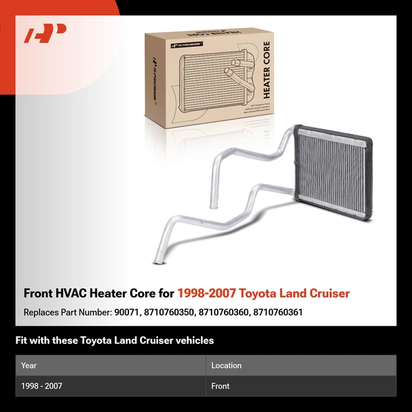 Front HVAC Heater Core for 1998-2007 Toyota Land Cruiser