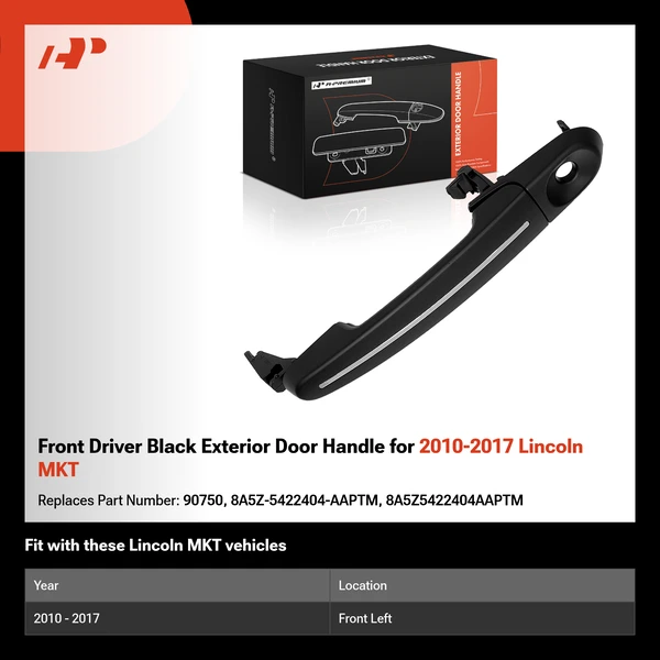 Front Driver Black Exterior Door Handle for 2010-2017 Lincoln MKT