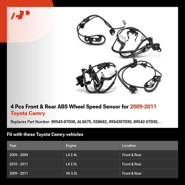 4 Pcs Front & Rear ABS Wheel Speed Sensor for 2009-2011 Toyota Camry
