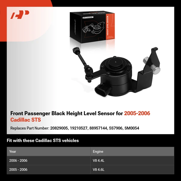 Front Passenger Black Height Level Sensor for 2005-2006 Cadillac STS