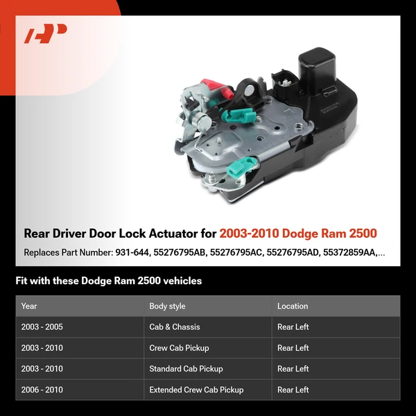 Rear Driver Door Lock Actuator for 2003-2010 Dodge Ram 2500