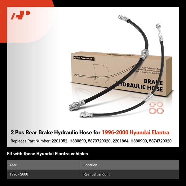 2 Pcs Rear Brake Hydraulic Hose for 1996-2000 Hyundai Elantra