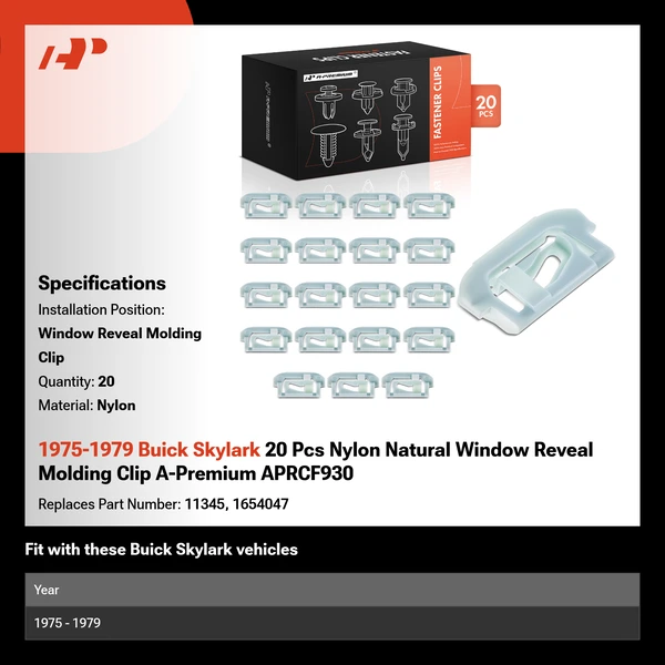 1975-1979 Buick Skylark 20 Pcs Nylon Natural Window Reveal Molding Clip A-Premium APRCF930