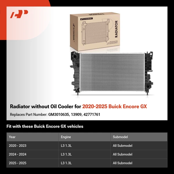 Radiator without Oil Cooler for 2020-2025 Buick Encore GX