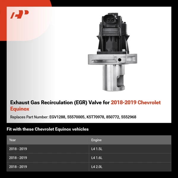 Exhaust Gas Recirculation (EGR) Valve for 2018-2019 Chevrolet Equinox