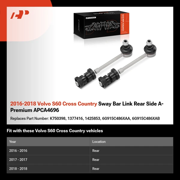 2016-2018 Volvo S60 Cross Country Sway Bar Link Rear Side A-Premium APCA4696