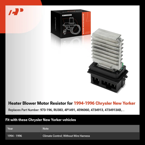 Heater Blower Motor Resistor for 1994-1996 Chrysler New Yorker