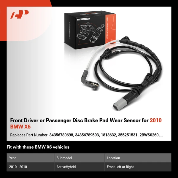 Front Driver or Passenger Disc Brake Pad Wear Sensor for 2010 BMW X6