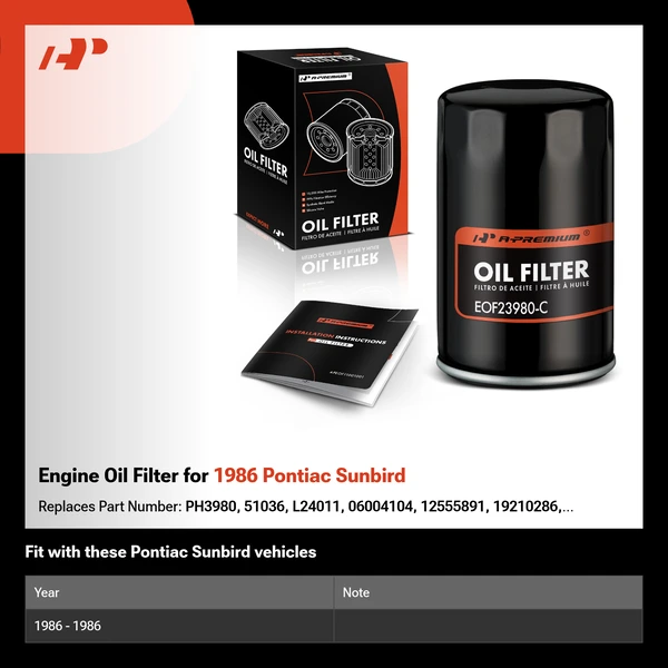 Engine Oil Filter for 1986 Pontiac Sunbird