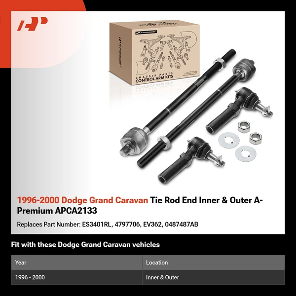 1996-2000 Dodge Grand Caravan Tie Rod End Inner & Outer A-Premium APCA2133