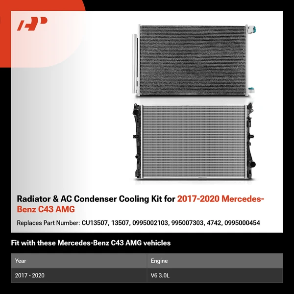 Radiator & AC Condenser Cooling Kit for 2017-2020 Mercedes-Benz C43 AMG
