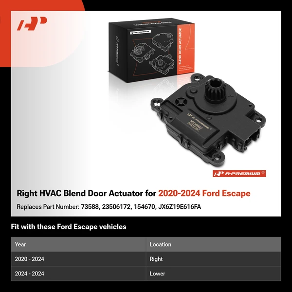 Right HVAC Blend Door Actuator for 2020-2024 Ford Escape