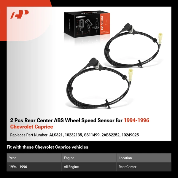2 Pcs Rear Center ABS Wheel Speed Sensor for 1994-1996 Chevrolet Caprice