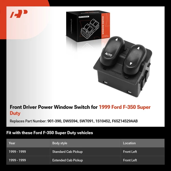 Front Driver Power Window Switch for 1999 Ford F-350 Super Duty