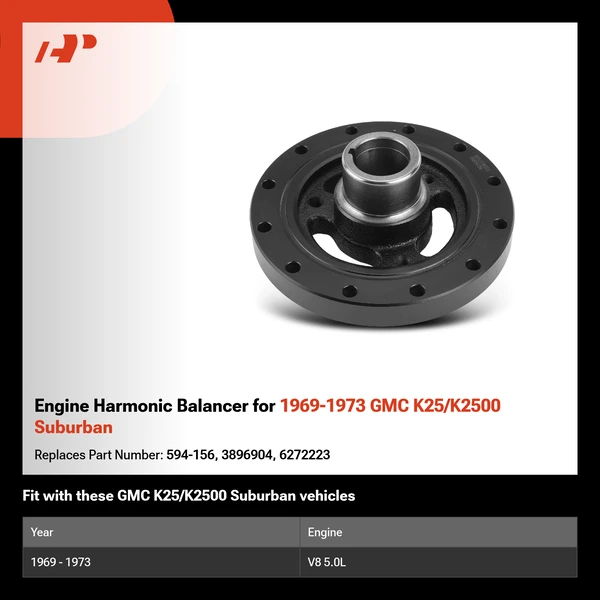 Engine Harmonic Balancer for 1969-1973 GMC K25/K2500 Suburban