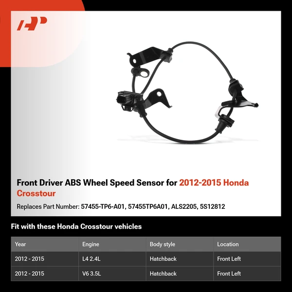 Front Driver ABS Wheel Speed Sensor for 2012-2015 Honda Crosstour