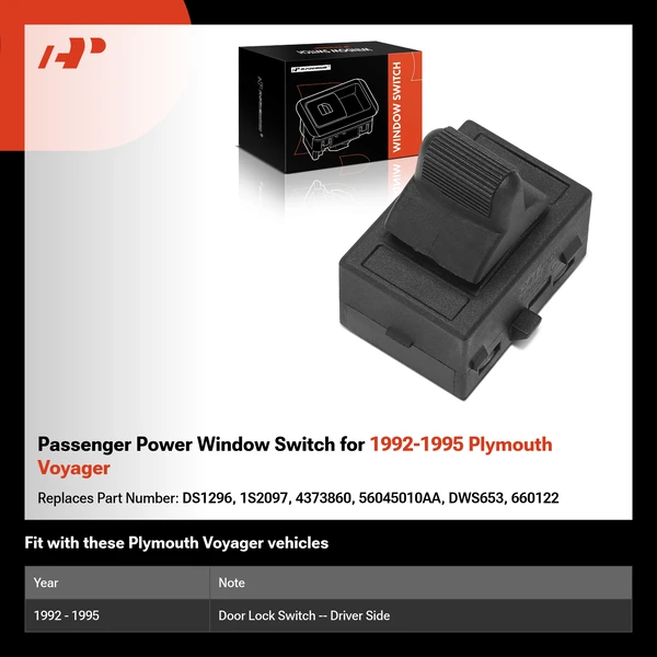 Passenger Power Window Switch for 1992-1995 Plymouth Voyager
