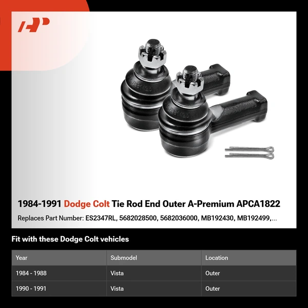 1984-1991 Dodge Colt Tie Rod End Outer A-Premium APCA1822