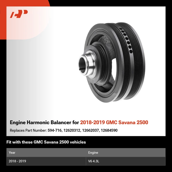 Engine Harmonic Balancer for 2018-2019 GMC Savana 2500