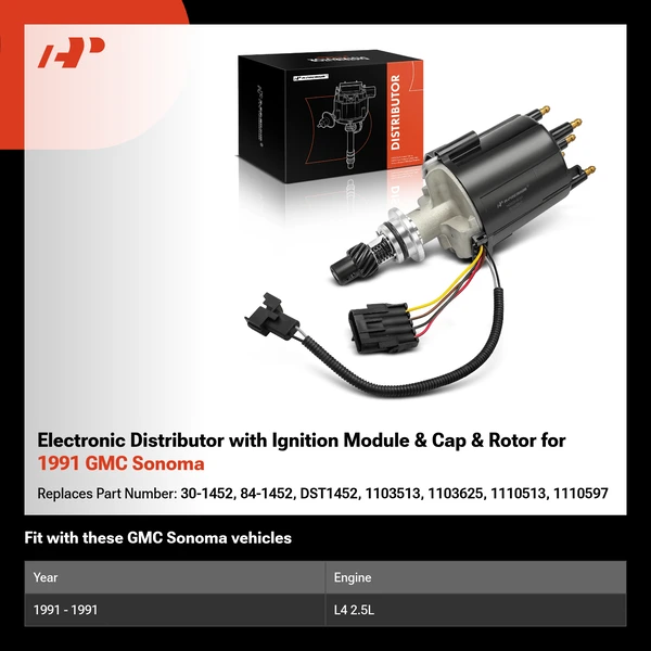 Electronic Distributor with Ignition Module & Cap & Rotor for 1991 GMC Sonoma