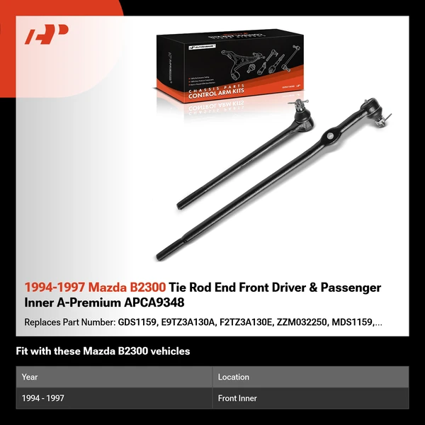 1994-1997 Mazda B2300 Tie Rod End Front Driver & Passenger Inner A-Premium APCA9348