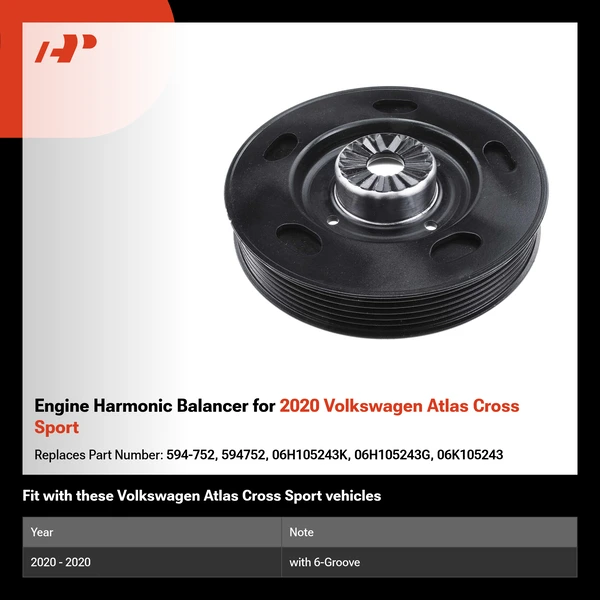 Engine Harmonic Balancer for 2020 Volkswagen Atlas Cross Sport