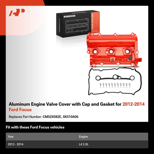 Aluminum Engine Valve Cover with Cap and Gasket for 2012-2014 Ford Focus