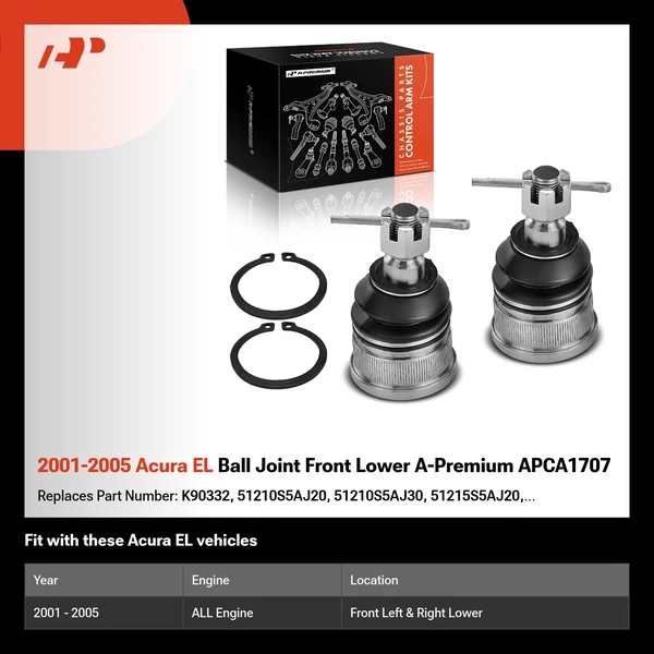 2001-2005 Acura EL Ball Joint Front Lower A-Premium APCA1707