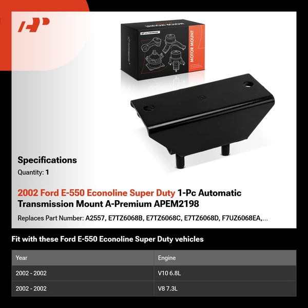 2002 Ford E-550 Econoline Super Duty 1-Pc Automatic Transmission Mount A-Premium APEM2198