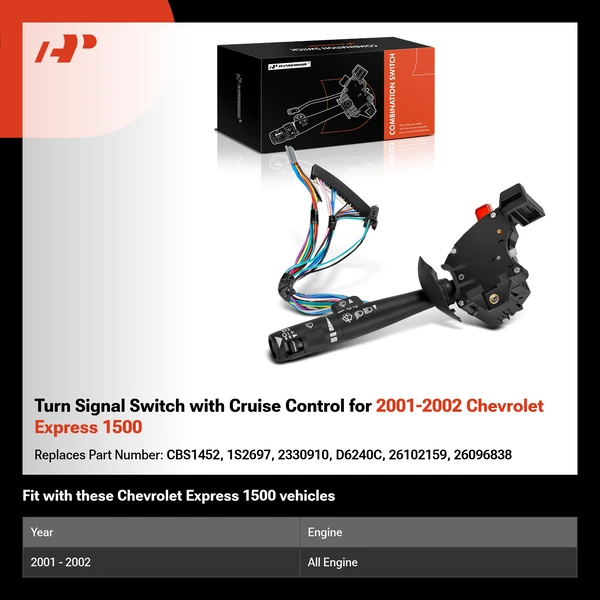 Turn Signal Switch with Cruise Control for 2001-2002 Chevrolet Express 1500