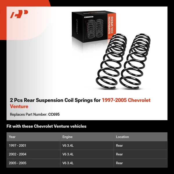 2 Pcs Rear Suspension Coil Springs for 1997-2005 Chevrolet Venture