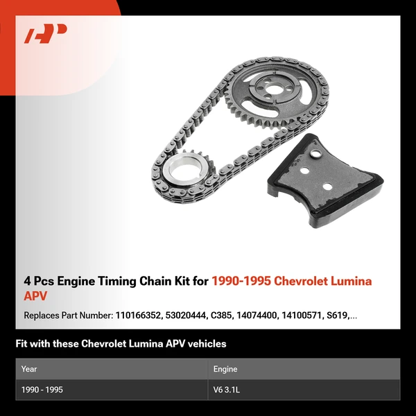 4 Pcs Engine Timing Chain Kit for 1990-1995 Chevrolet Lumina APV