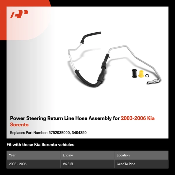 Power Steering Return Line Hose Assembly for 2003-2006 Kia Sorento