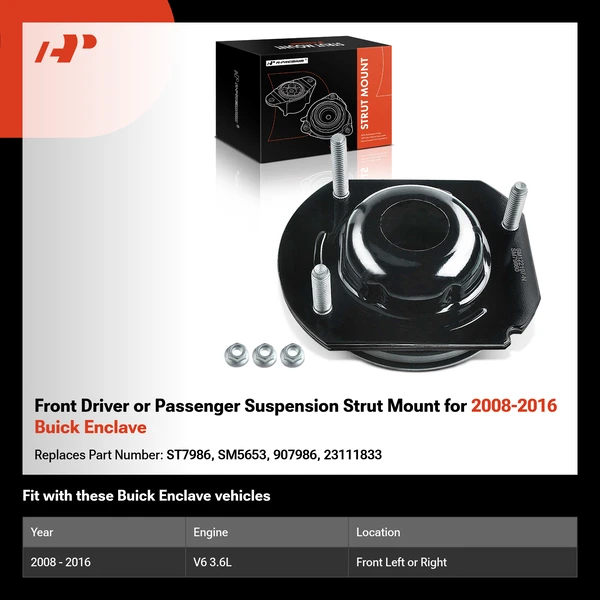 Front Driver or Passenger Suspension Strut Mount for 2008-2016 Buick Enclave