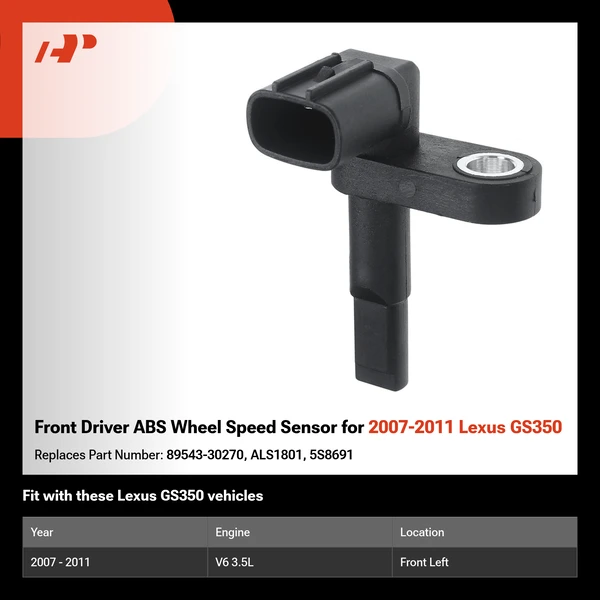 Front Driver ABS Wheel Speed Sensor for 2007-2011 Lexus GS350