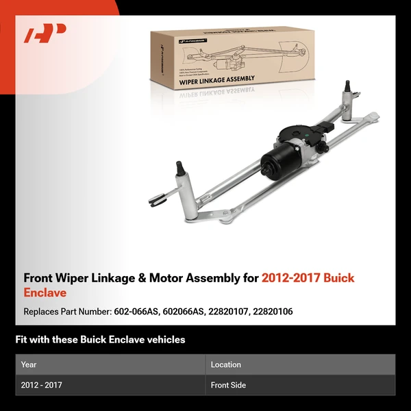 Front Wiper Linkage & Motor Assembly for 2012-2017 Buick Enclave