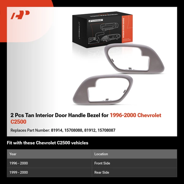2 Pcs Tan Interior Door Handle Bezel for 1996-2000 Chevrolet C2500