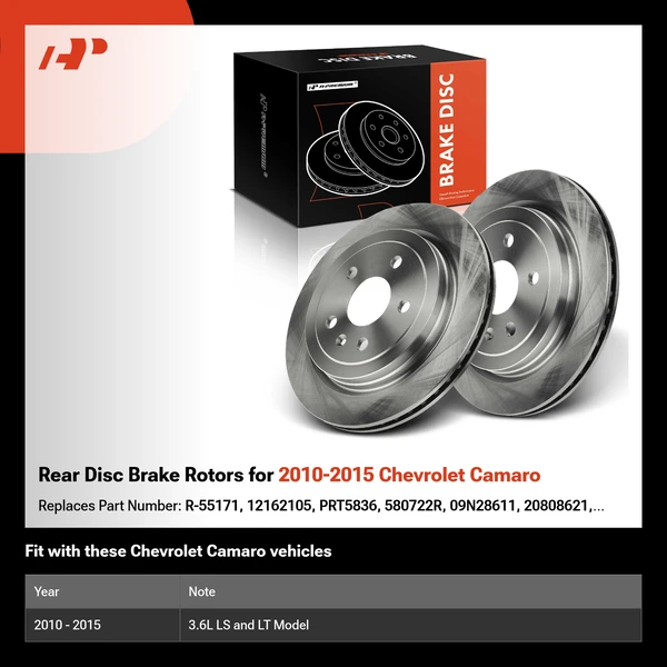 Rear Disc Brake Rotors for 2010-2015 Chevrolet Camaro
