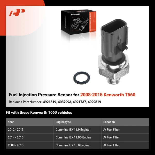 Fuel Injection Pressure Sensor for 2008-2015 Kenworth T660